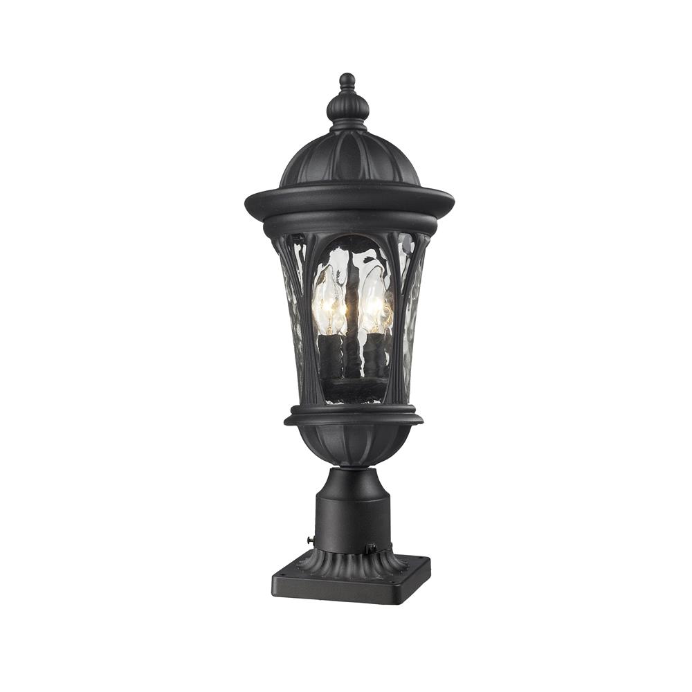 Z-Lite 543PHM-BK-PM Outdoor Pier Mount in Black with a Water glass Shade